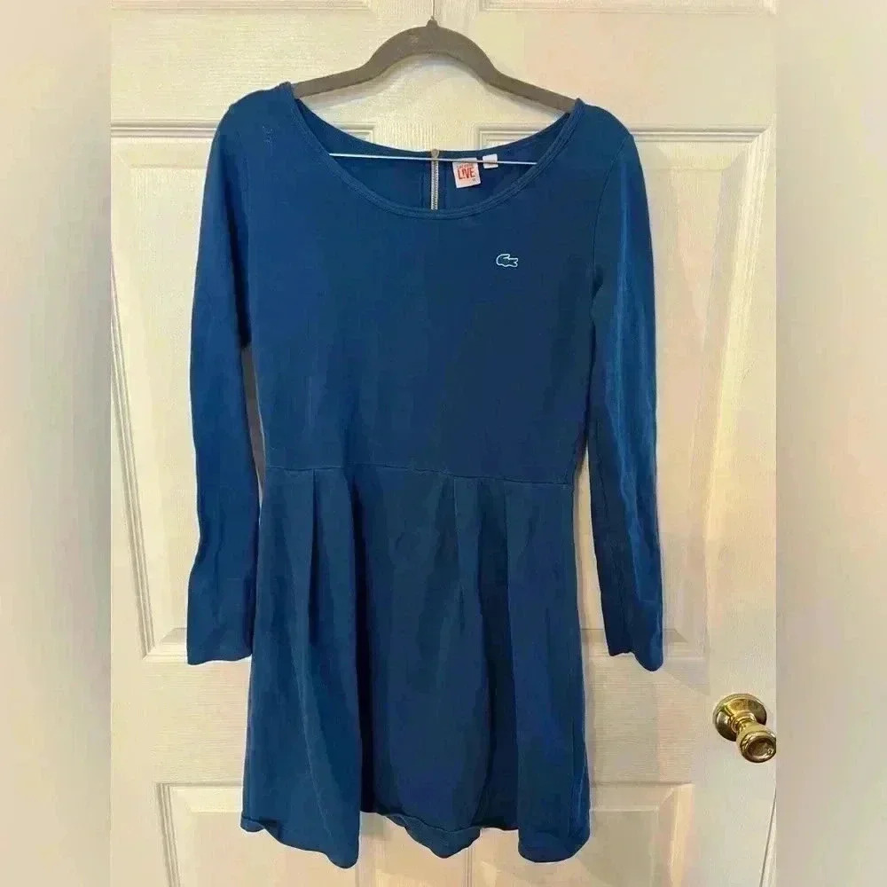 Lacoste L!ve Girls Long Sleeved Blue Dress Size XL, GUC
